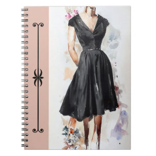 Retro Glam Little Black Dress (LBD) Diary Anteckningsbok