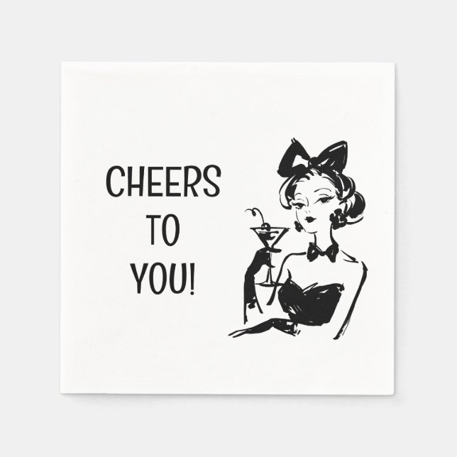 Retro Glam Martini Diva Design Pappersservett (Framsidan)
