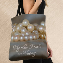 Retro Glam Pearls Grått och Cream Fine Chic Tygkasse