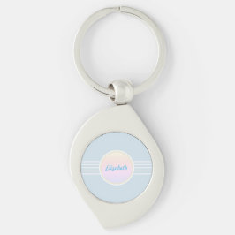 Retro Glam Personlig Isblå och Opal Swirl Silverfärgad Nyckelring