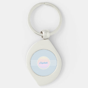Retro Glam Personlig Isblå och Opal Swirl Silverfärgad Nyckelring