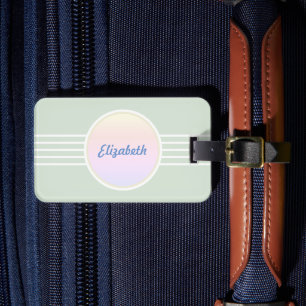 Retro Glam Personlig Mintgrön och Opal Bagagebricka