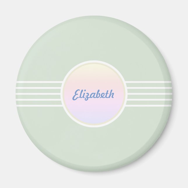 Retro Glam Personlig Mintgrön och Opal Magnet (Framsidan)