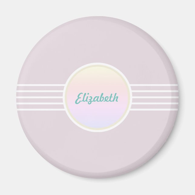 Retro Glam Personlig Rosa och Opal Magnet (Framsidan)