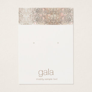Retro Glam Silver Sequins Earring Visning Card Visitkort
