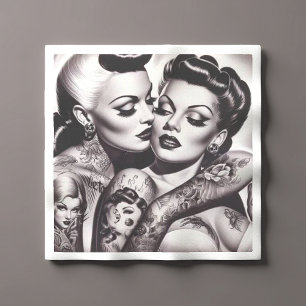 Retro Glam Tattoo Girls Pappersservett