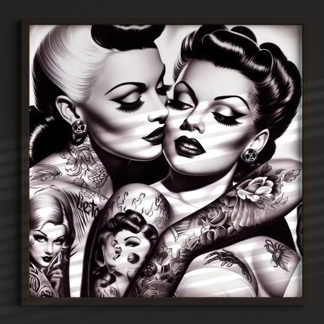 Retro Glam Tattoo Girls Poster (Skapare uppladdad)