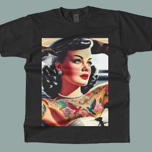 Retro Glam Tattooed Pin-up T Shirt