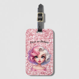 Retro Glamor Girl Animerad Cute Tecknad Beauty Bagagebricka