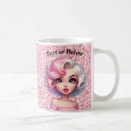 Retro Glamor Girl Animerad Cute Tecknad Beauty Kaffemugg