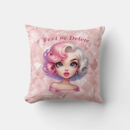 Retro Glamor Girl Animerad Cute Tecknad Beauty Kudde
