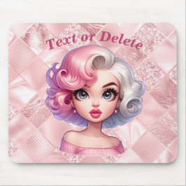 Retro Glamor Girl Animerad Cute Tecknad Beauty Musmatta