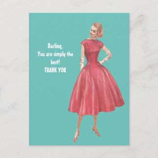 Retro Glamor Woman Tack vykort
