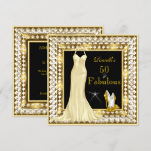 Retro Glamour Hollywood Fabulös 50-tals Guld Deco Inbjudningar
