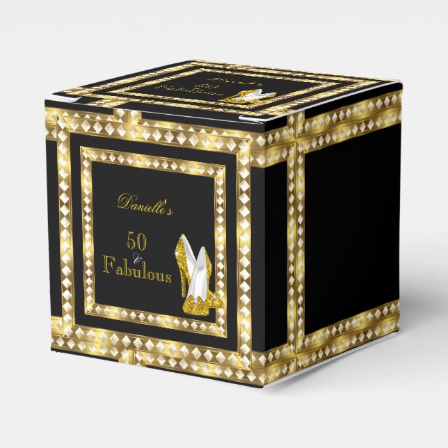 Retro Glamour Hollywood Lysande 50 Guld Deco Låda Presentaskar (Framsidan Sidan)