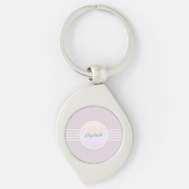 Retro Glamour Personlig Rosa och Opal Swirl Silverfärgad Nyckelring