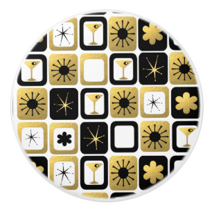 Retro Glamous Guld Ceramic Drage Knopp