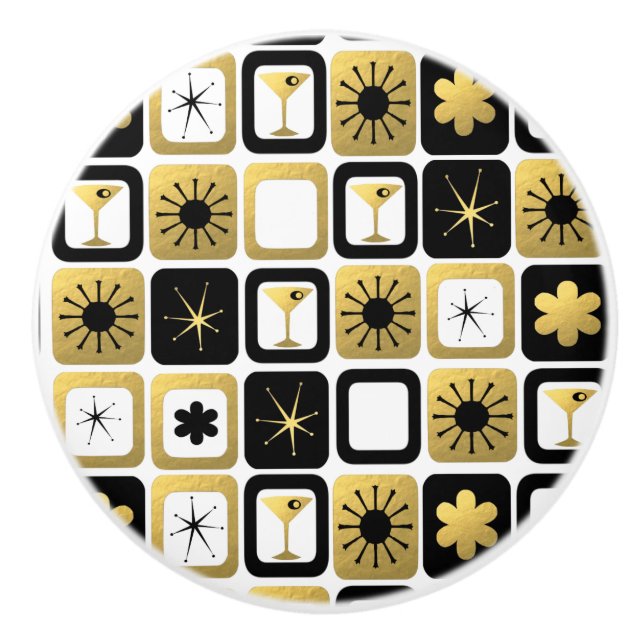 Retro Glamous Guld Ceramic Drage Knopp (Framsidan)