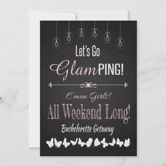 Retro Glamping Bachelorette Getaway Helg Inbjudningar (Framsida)