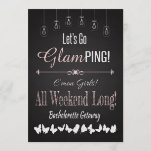 Retro Glamping Bachelorette Getaway Helg Inbjudningar