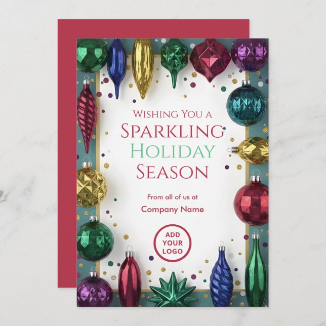 Retro Glass-Ornament Luxe | Business Greetings Julkort (Fram/baksida)