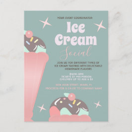Retro Glasskallé Social Sundae Flyer Inbjudan  