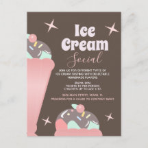 Retro Glasskallé Social Sundae Flyer Inbjudan   
