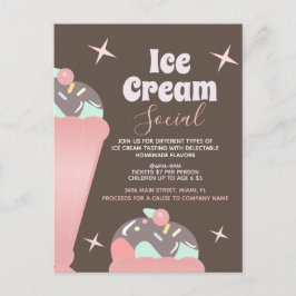 Retro Glasskallé Social Sundae Flyer Inbjudan   