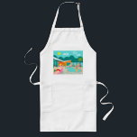 Retro glatt bassängpartyförkläde långt förkläde<br><div class="desc">Denna Retro glada design för bassängpartyförklädet presenterar fyra hunky muskelknuttar som har en glad gammal tid, som de slår Palmet Spring värmer, genom att vara slö runt om turkosblåttvatten av deras den atom- bumerangen formade simbassäng. Den moderna arkitekturen för det mitt- århundradet på det sagolika orange stenhuset är klart den...</div>