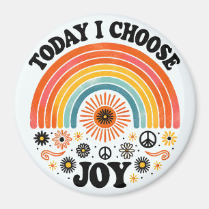 Retro Glatt Rainbow Peace Magnet Välj Joy