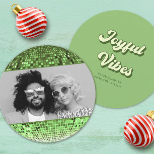 Retro Glatt Vibes Disco Boll julfoto Julkort