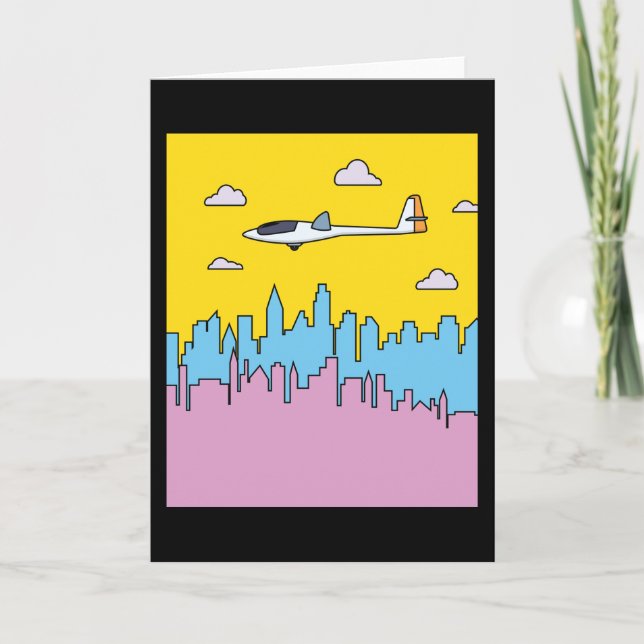 Retro Glider Flygplan Kort (Framsida)