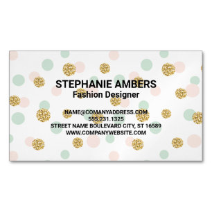 Retro Glitter Confetti Polka Dot Magnetiska Visitkort