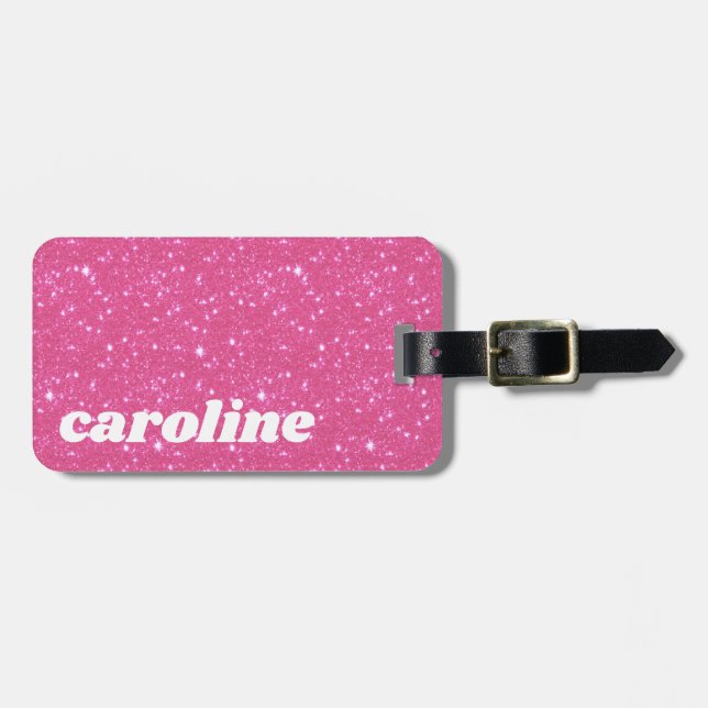 Retro Glitter Gnistra y2k Personlig Shock rosa y2k Bagagebricka (Horisontell Framsida)
