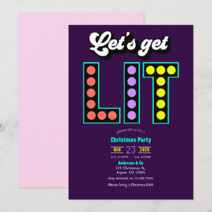 Retro Glitter Låt Oss Få Det Att Lysa Retro Julfes Inbjudningar