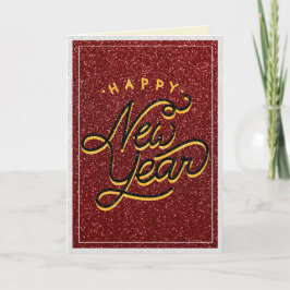 Retro Glitter Nyårskort Kort