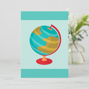 Retro Globe Illustration Vintage Earth Karta Inbjudningar