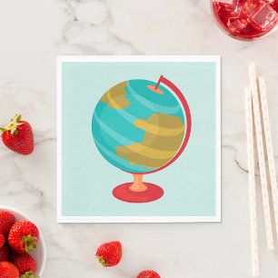 Retro Globe Illustration Vintage Earth Karta Pappersservett