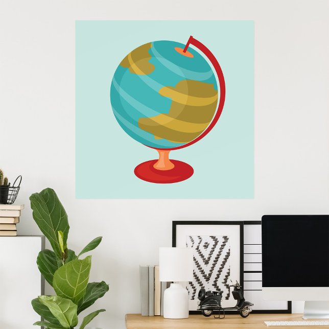 Retro Globe Illustration Vintage Earth Karta Poster (Skapare uppladdad)
