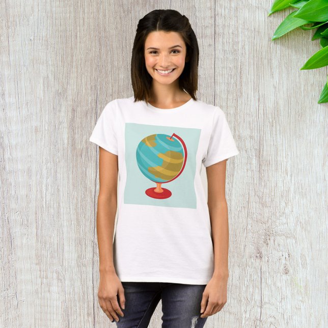 Retro Globe Illustration Vintage Earth Karta T Shirt (Skapare uppladdad)