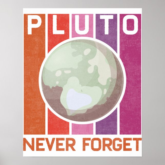Retro Glöm aldrig Pluto Funny Space Science Poster (Framsidan)