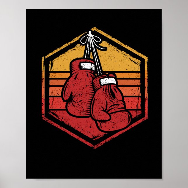 Retro Glove Boxing Vintage Boxer Kort Poster (Framsidan)