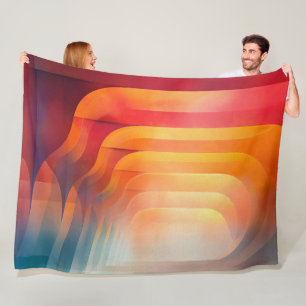 Retro Glow Arches – Abstrakt Mid-Century Fleecefilt