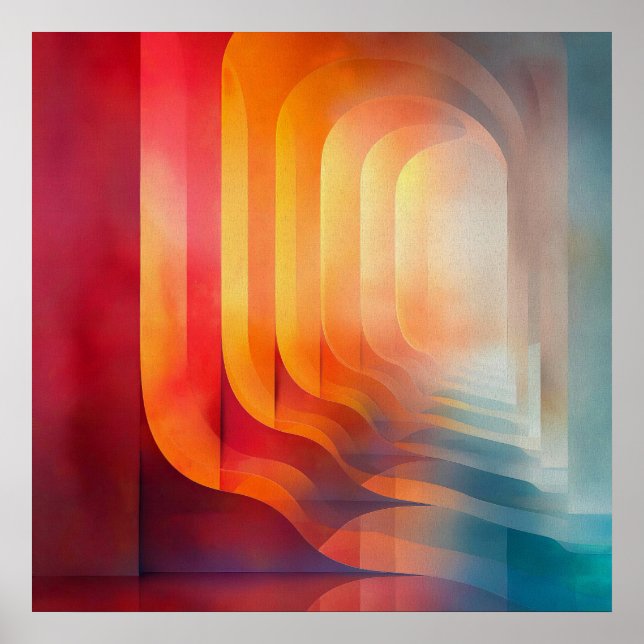Retro Glow Arches – Abstrakt mitten av århundradet Poster (Framsidan)