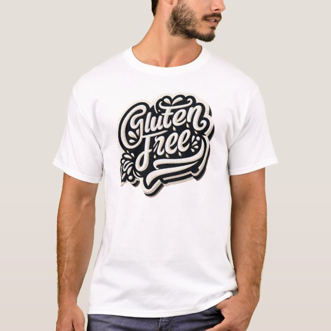 Retro Glutenfri Typografi Skript Grafik T Shirt (Framsida)