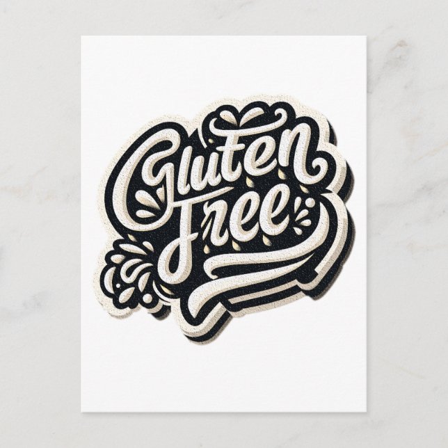 Retro Glutenfri Typografi Skript Grafik Vykort (Framsida)