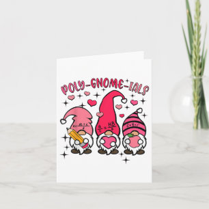 Retro Gnome Math Teacher Valentines day Poly Gnome Kort
