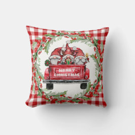 Retro Gnomes jul Buffalo Red Lastbil Helgdag Kudde