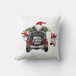 Retro Gnomes jul Buffalo Red Lastbil Helgdag Kudde