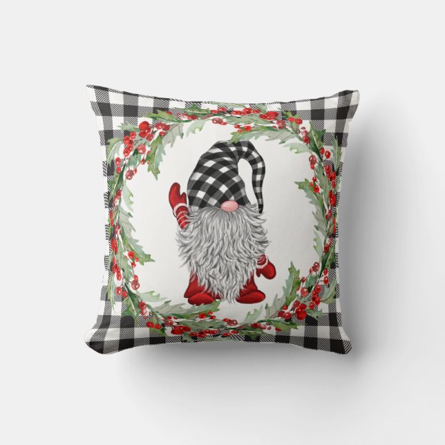 Retro Gnomes jul Holly Berry Wandan Helgdag Kudde (Framsida)